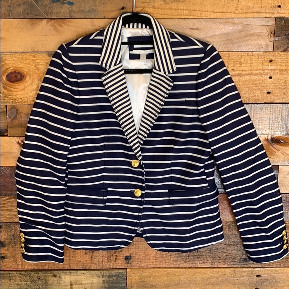 J. Crew Navy Striped Blazer